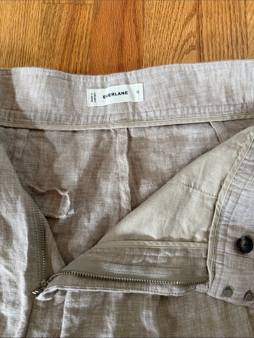 Woman’s Everlane European Flax Linen Chinos 12 Wide leg high waist